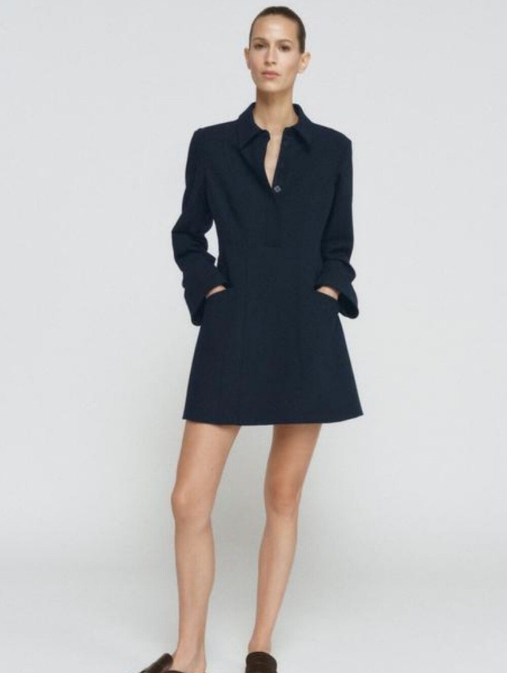 Zara Black Short Sleeve Collared Mini Dress